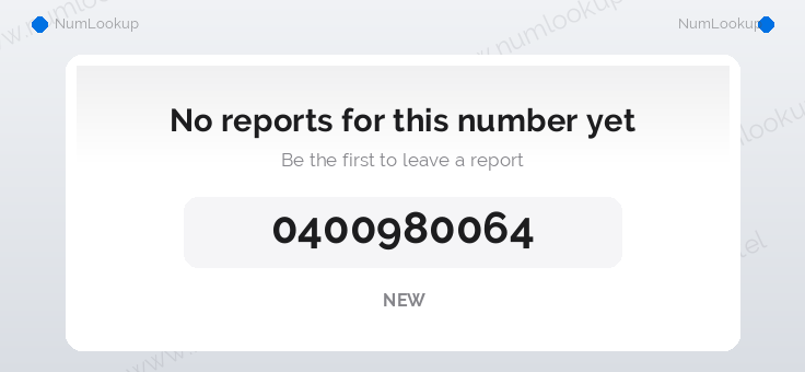 Phone number details for 0400980064