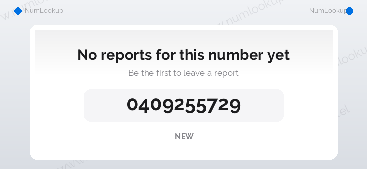 Phone number details for 0409255729