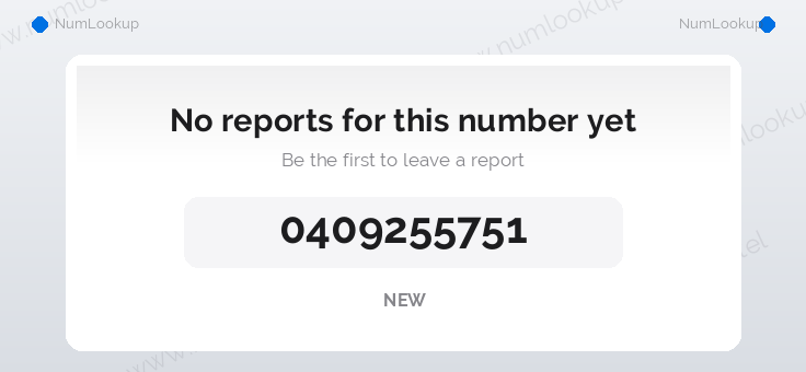 Phone number details for 0409255751