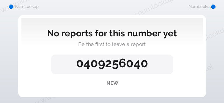Phone number details for 0409256040
