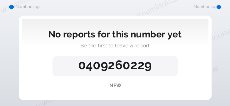 Phone number details for 0409260229