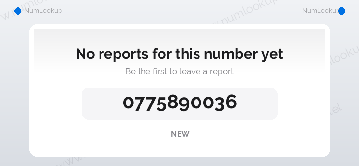 Phone number details for 0775890036