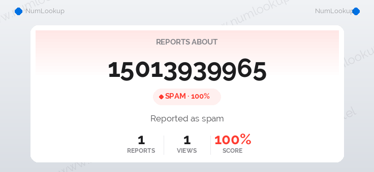 Phone number details for 15013939965