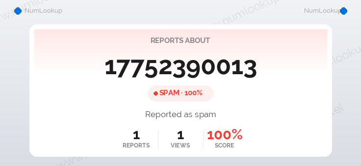 Phone number details for 17752390013