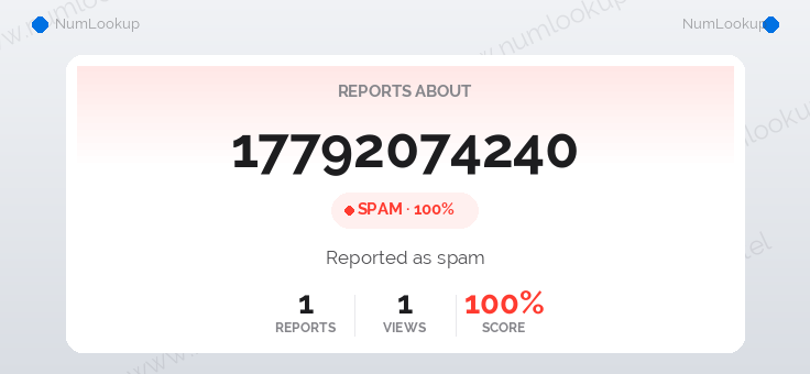 Phone number details for 17792074240