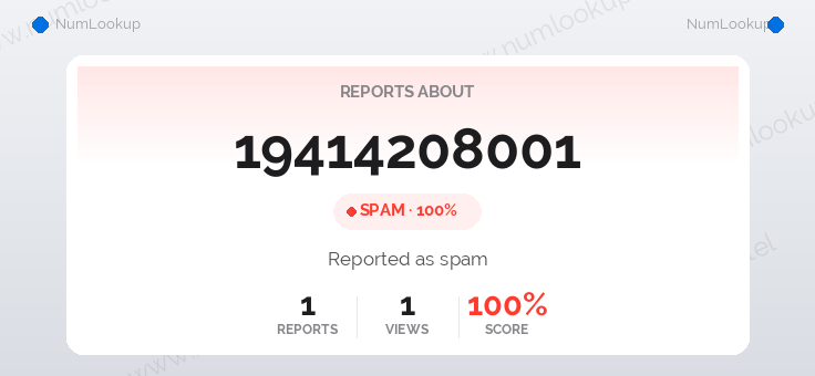 Phone number details for 19414208001